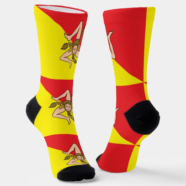 Women socks with flag of Sicily, Italy (Angled)