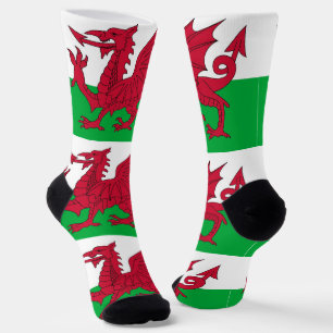 Women socks with flag of Wales, United Kingdom