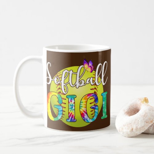 Women Softball Gigi Love Baseball Tie Dye Mom  Coffee Mug