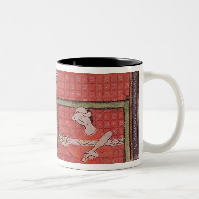 Women Spinning Wool Two-Tone Coffee Mug (Right)