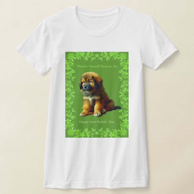 Women St. Patricks Day TibetanMastiff Puppy Tshirt (Laydown)
