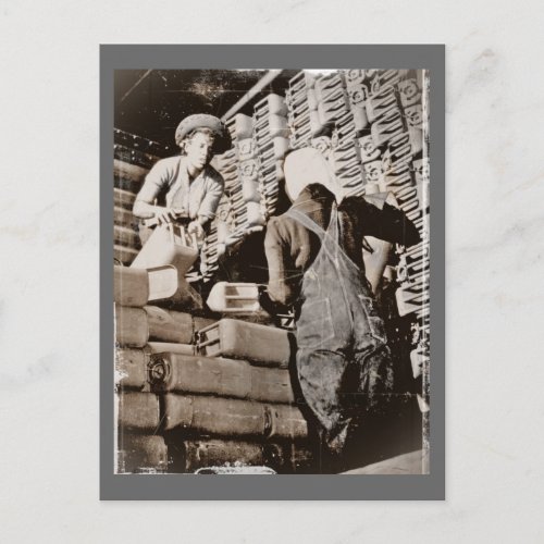 Women Stacking Gas Cans for Shipping WWII Postcard