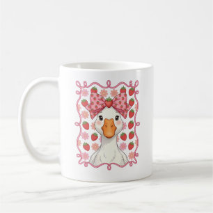Women Strawberry Goose Summer Bow Coffee Mug