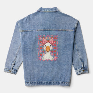 Women Strawberry Goose Summer Bow Denim Jacket