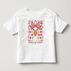 Women Strawberry Goose Summer Bow Toddler T-shirt