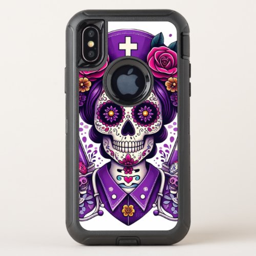 Women Sugar Skull _ Purple OtterBox Defender iPhone X Case