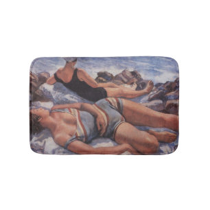 Women Sunbathing on the Beach (by Serebriakova) Bath Mat