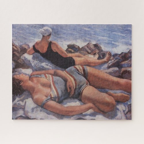 Women Sunbathing on the Beach by Serebriakova Jigsaw Puzzle