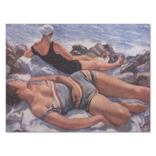 Women Sunbathing on the Beach by Serebriakova Tissue Paper