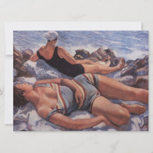 Women Sunbathing on the Beach Card