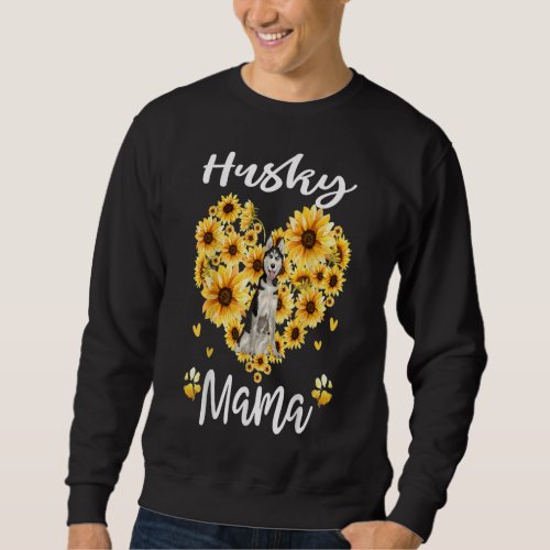 Women Sunflower Husky Mama Dog Lover Gifts Sweatshirt