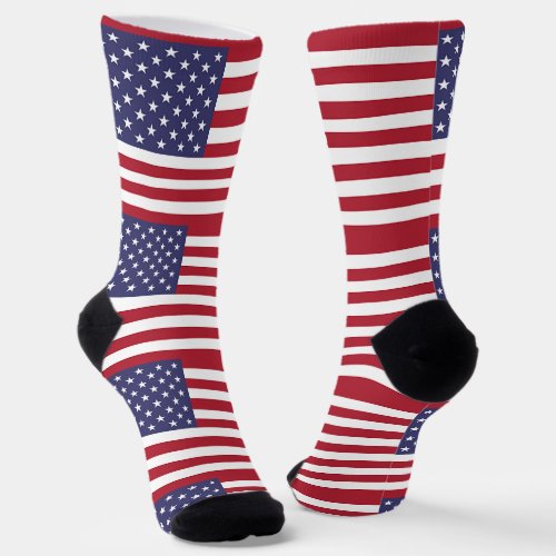 Women sustainable crew socks with flag of US