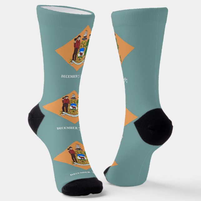 Women sustainable socks with flag of Delaware (Angled)