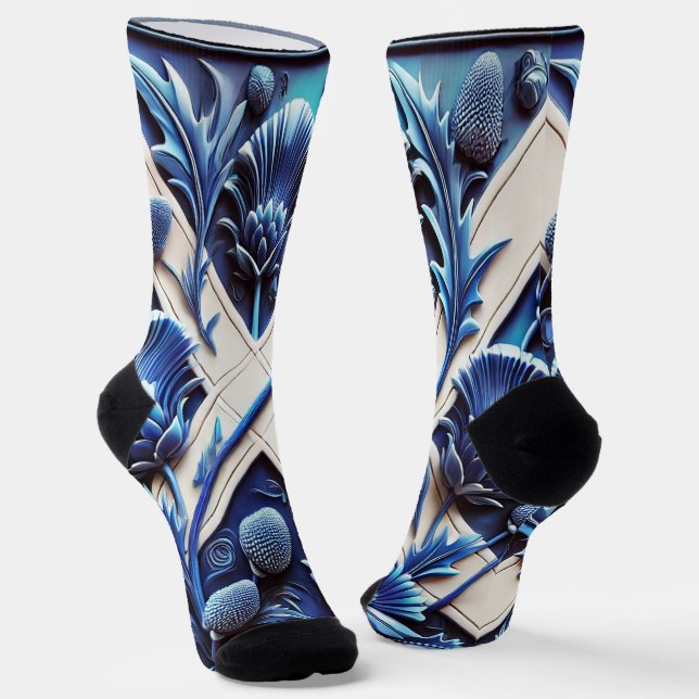 Women sustainable socks with Scottish Thistles (Angled)