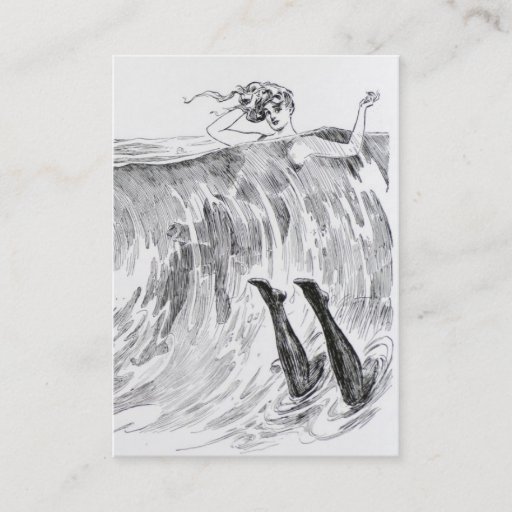 Customizable Women Swimming In the Sea - Two Sided Business Card Template