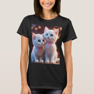 Women T-Shirt black kitten 