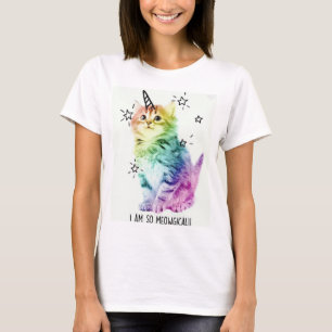 Women T-shirt Rainbow Unicorn Cat