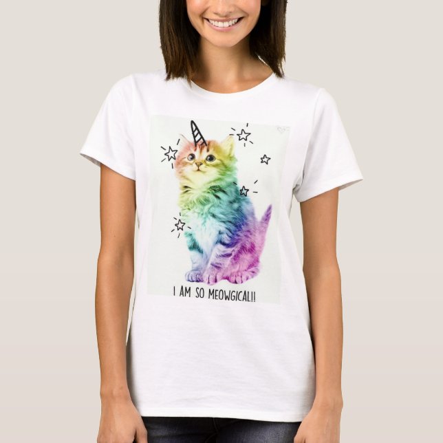 Women T-shirt  Rainbow Unicorn Cat (Front)
