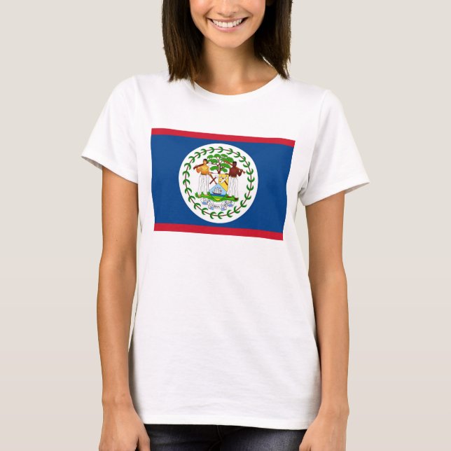 Women T Shirt with Flag of Belize (Front)
