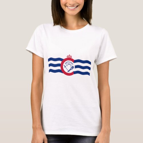 Women T Shirt with Flag of Cincinnati Ohio