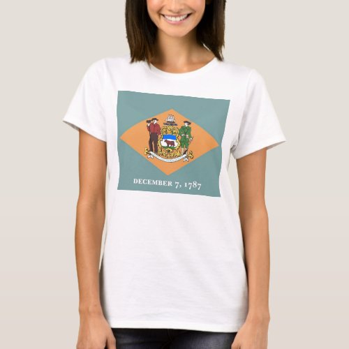 Women T Shirt with Flag of Delaware State