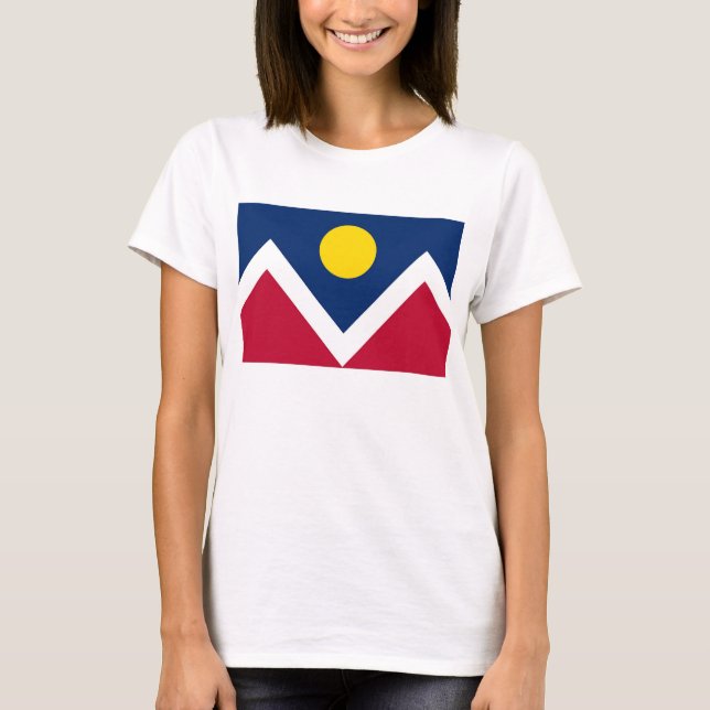 Women T Shirt with Flag of Denver, Colorado State (Front)