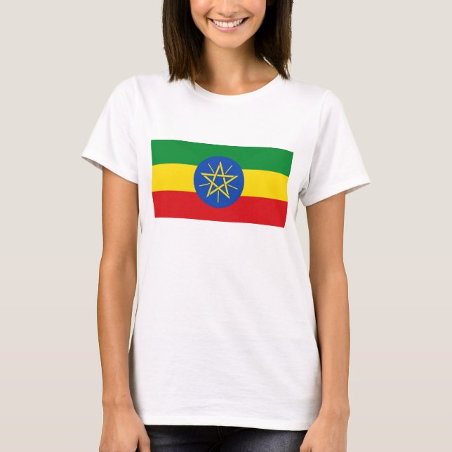 Women T Shirt with Flag of Ethiopia (Front)