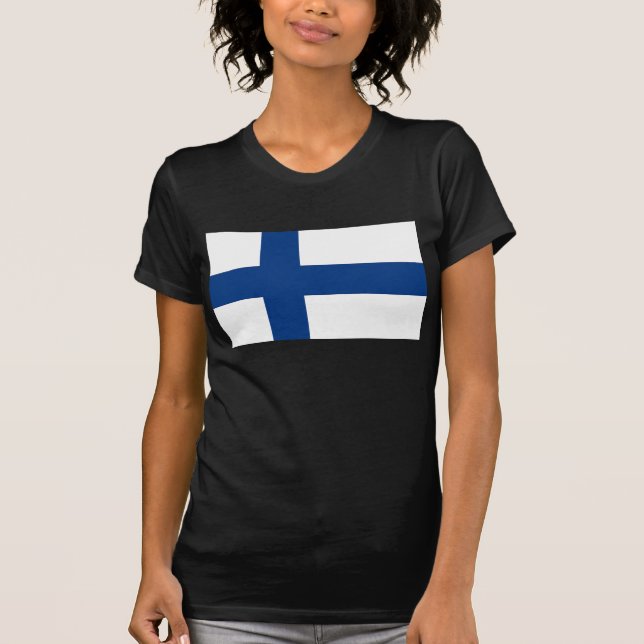 Women T Shirt with Flag of Finland (Front)