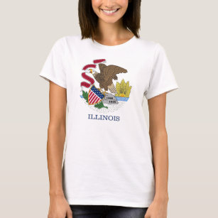 Women T Shirt with Flag of Illinois State