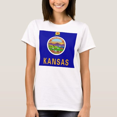 Women T Shirt with Flag of Kansas State