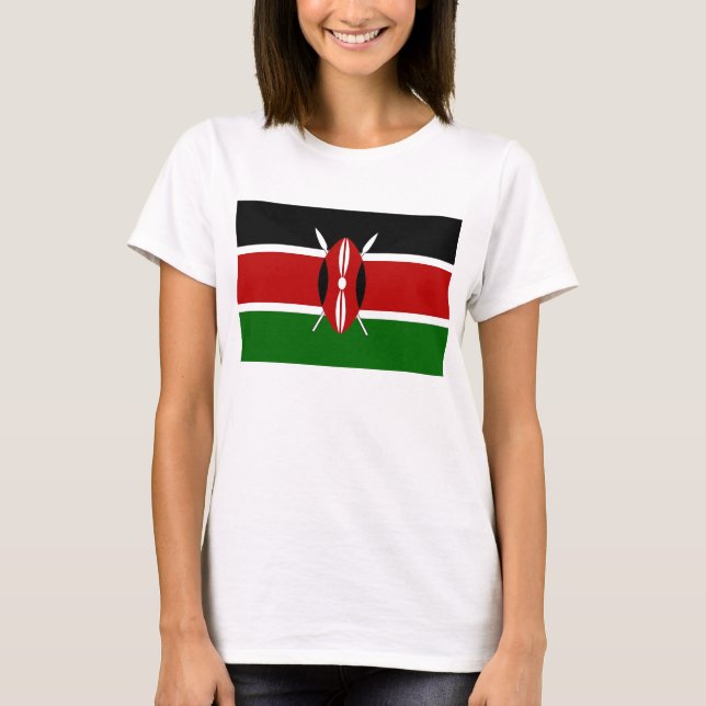 Women T Shirt with Flag of Kenya (Front)
