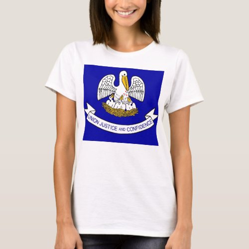 Women T Shirt with Flag of Louisiana State