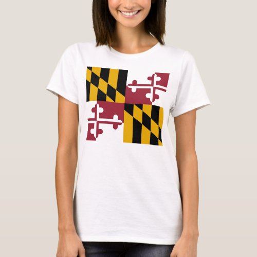 Women T Shirt with Flag of Maryland State