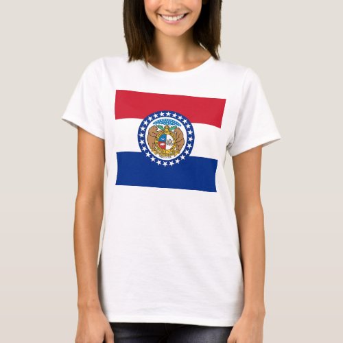 Women T Shirt with Flag of Missouri State