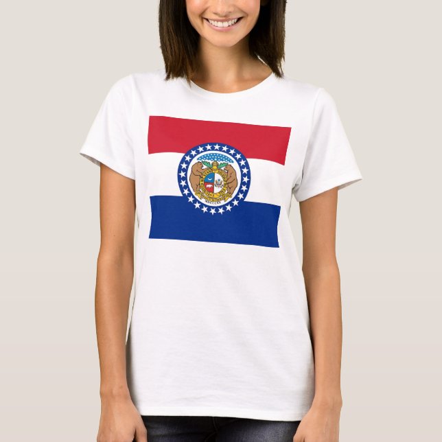 Women T Shirt with Flag of Missouri State (Front)