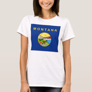 Women T Shirt with Flag of Montana State