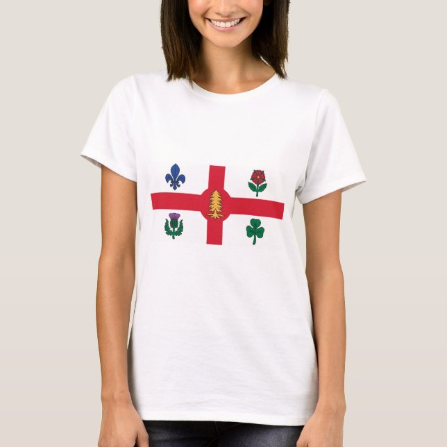 Women T Shirt with Flag of Montreal, Canada (Front)