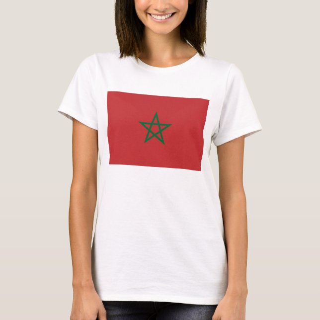 Women T Shirt with Flag of Morocco (Front)