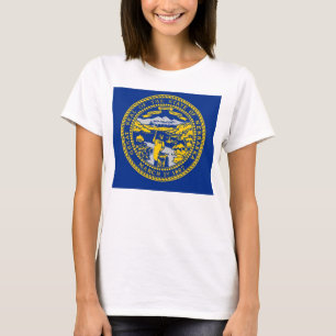 Women T Shirt with Flag of Nebraska State