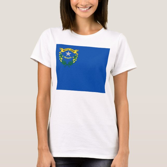 Women T Shirt with Flag of Nevada State (Front)
