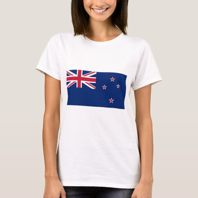 Women T Shirt with Flag of New Zealand (Front)