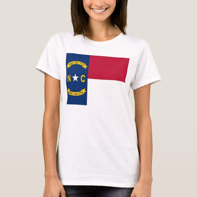 Women T Shirt with Flag of North Carolina State (Front)