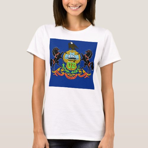 Women T Shirt with Flag of Pennsylvania State