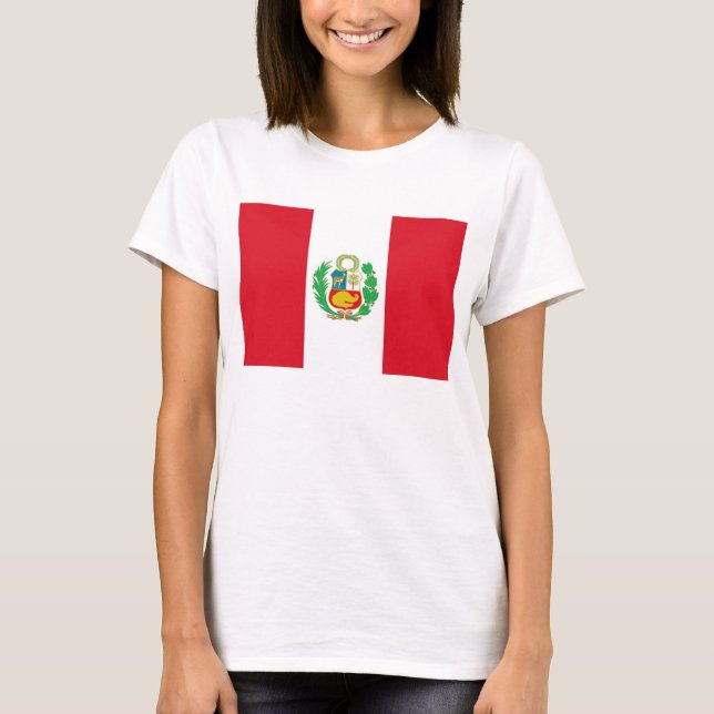 Women T Shirt with Flag of Peru (Front)