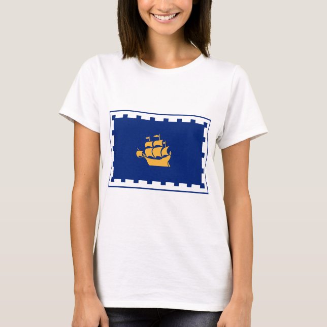 Women T Shirt with Flag of Quebec City, Canada (Front)