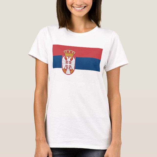 Women T Shirt with Flag of Serbia (Front)