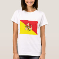 Women T Shirt with Flag of Sicily, Italy