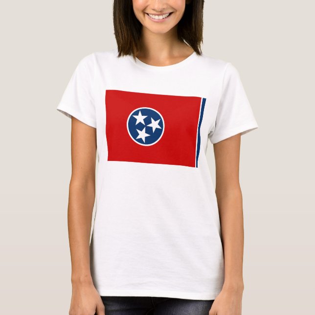 Women T Shirt with Flag of Tennessee State (Front)