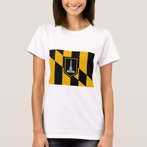 Women T Shirt with Flag of the Baltimore USA