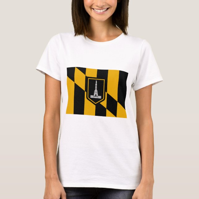 Women T Shirt with Flag of the Baltimore, USA (Front)